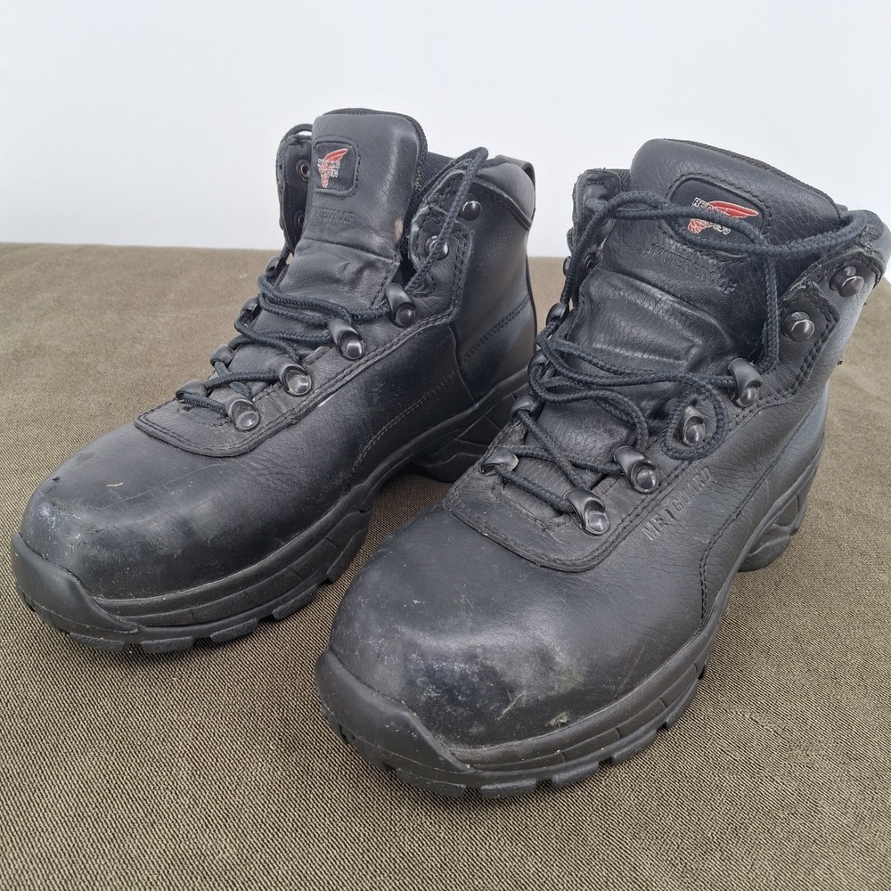 Red Wing 2325 Steel Toe Black Leather Boots Metguard Waterproof Mens 9.5